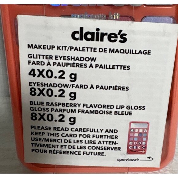 Claires Eyeshadow & Lip Gloss Makeup Set Glitter Blue Raspberry Soda Design - Picture 3 of 5